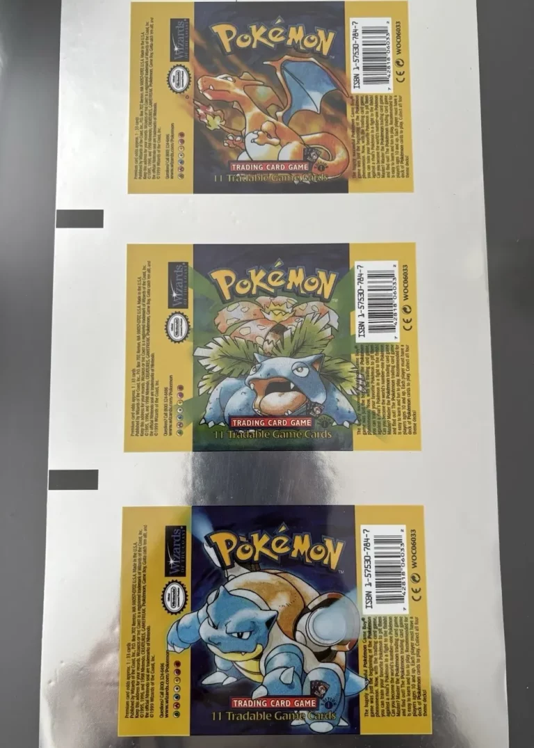 Pokémon 1st Edition Base Set Booster Uncut Foil Sheet